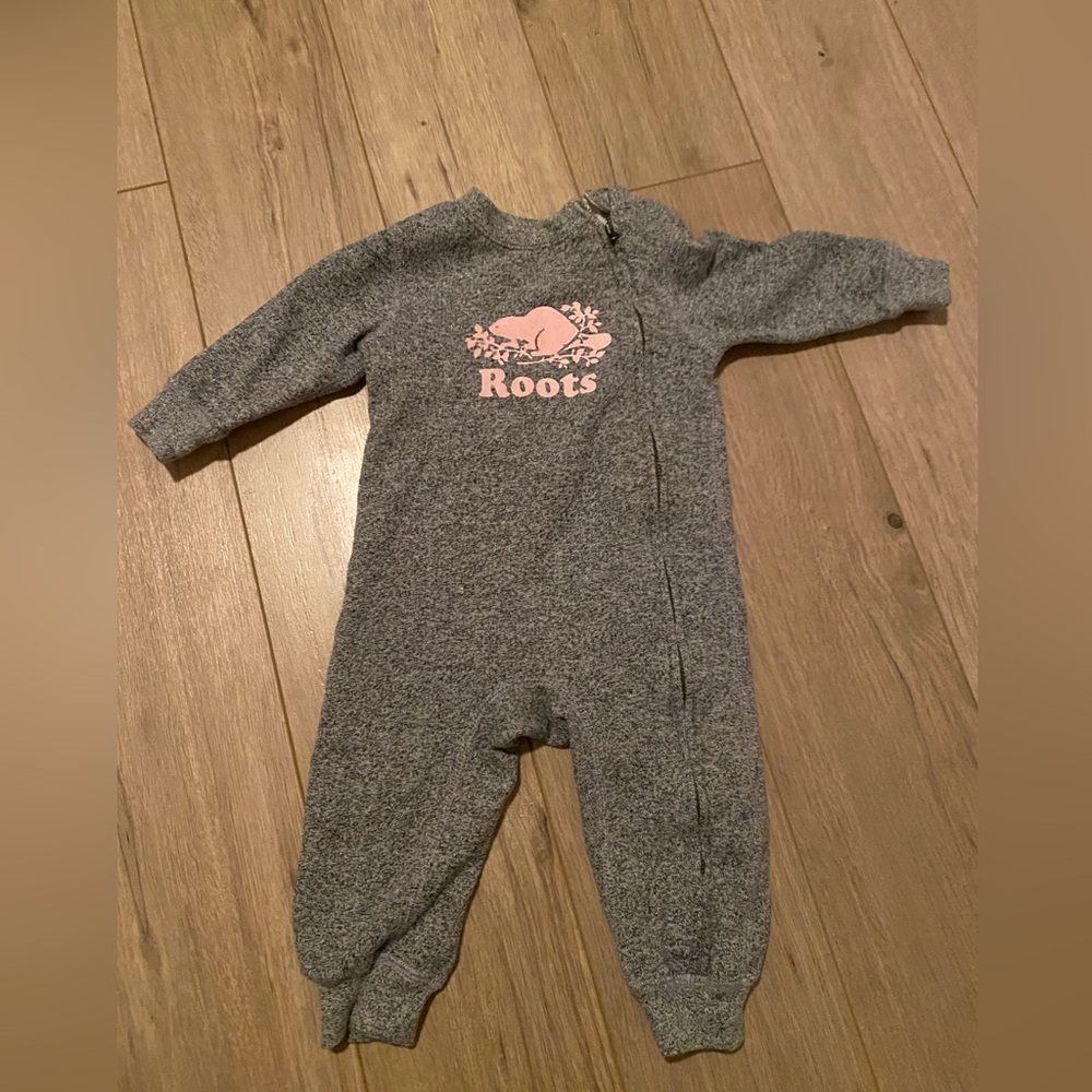 Roots Gray and Pink One Piece 12-18M